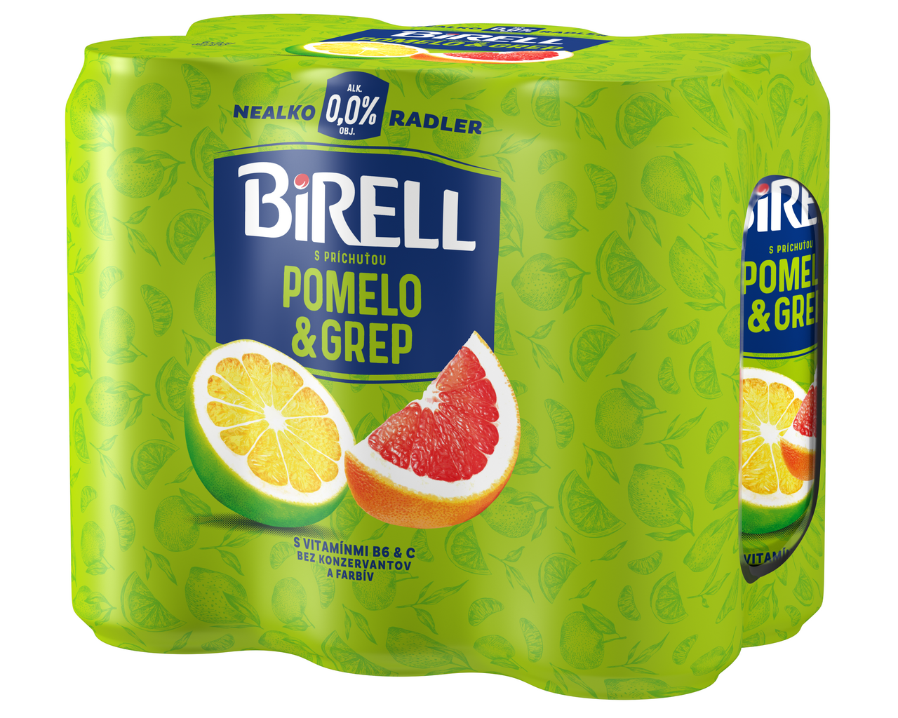 BIRELL 0,0 % radler nealkoholický pomelo-grep 6 x 500 ml vratná plechovka