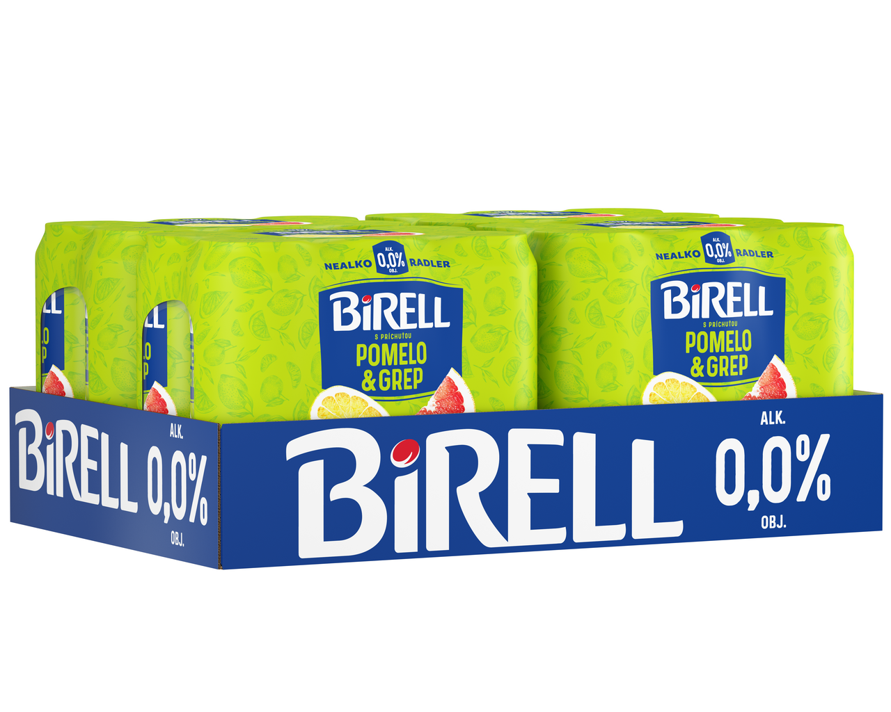 BIRELL 0,0 % radler nealkoholický pomelo-grep 24 x 500 ml vratná plechovka