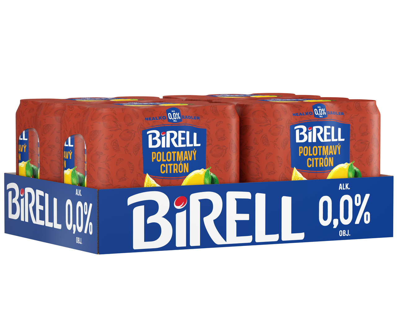BIRELL 0,0 % radler nealkoholický polotmavý citrón 24 x 500 ml vratná plechovka