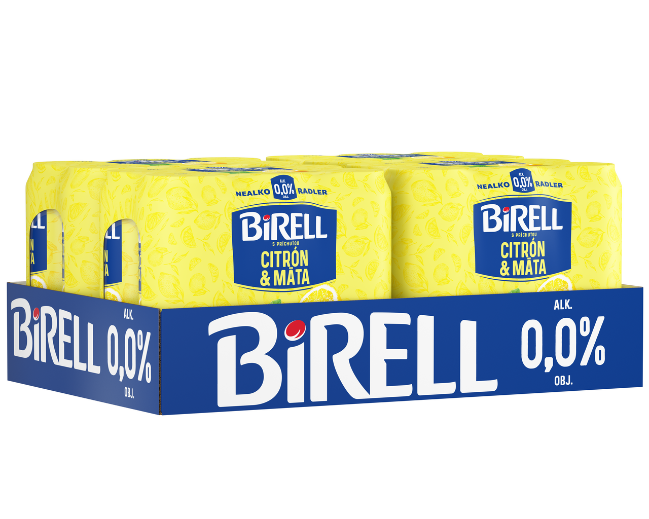 BIRELL 0,0 % radler nealkoholický citrón-mäta 24 x 500 ml vratná plechovka