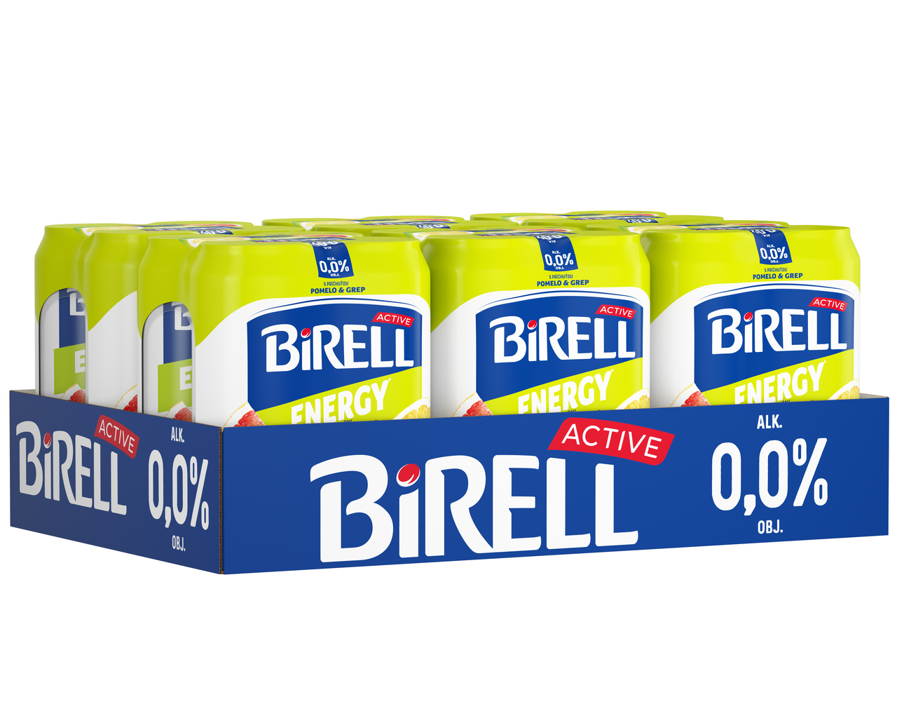 BIRELL 0,0 % Energy radler nealkoholický pomelo-grep 24 x 500 ml vratná plechovka