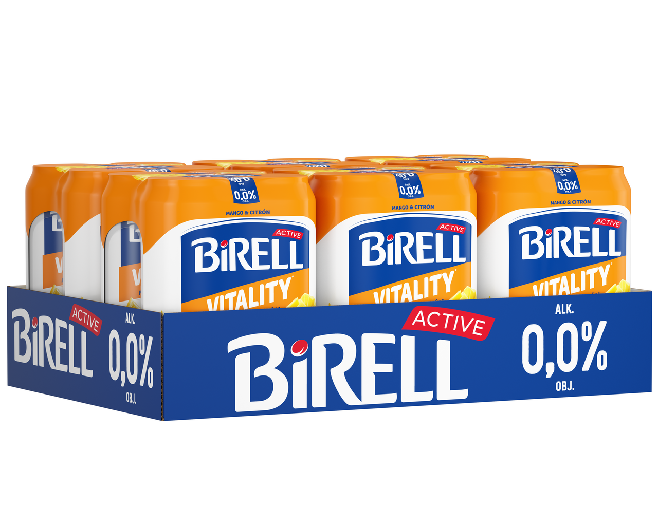 BIRELL 0,0 % Vitality radler nealkoholický mango-citrón 24 x 500 ml vratná plechovka