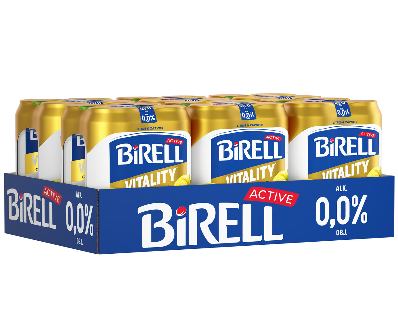 BIRELL 0,0 % Vitality radler nealkoholický citrón 24 x 500 ml vratná plechovka