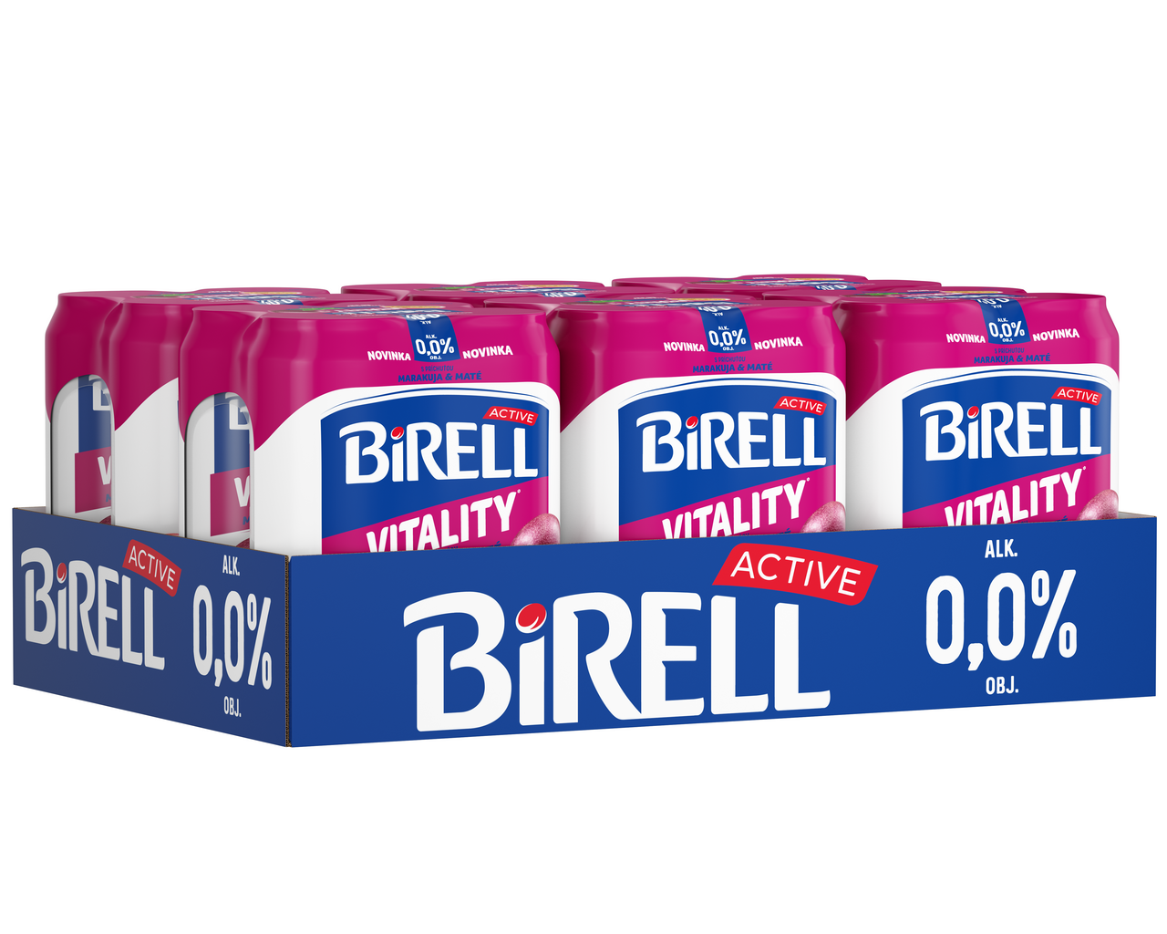 BIRELL 0,0 % Vitality radler nealkoholický marakuja 24 x 500 ml vratná plechovka