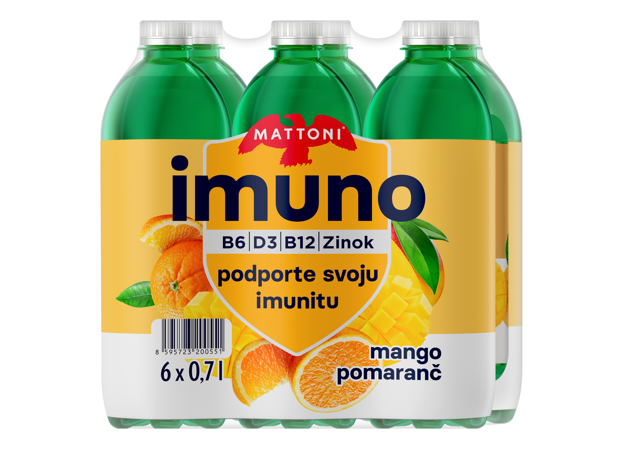 MATTONI Imuno minerálna voda mango pomaranč 6 x 700 ml vratná PET fľaša