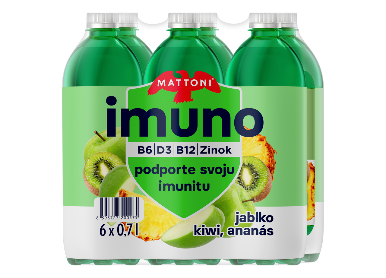 MATTONI Imuno minerálna voda jablko kiwi ananás 6 x 700 ml vratná PET fľaša