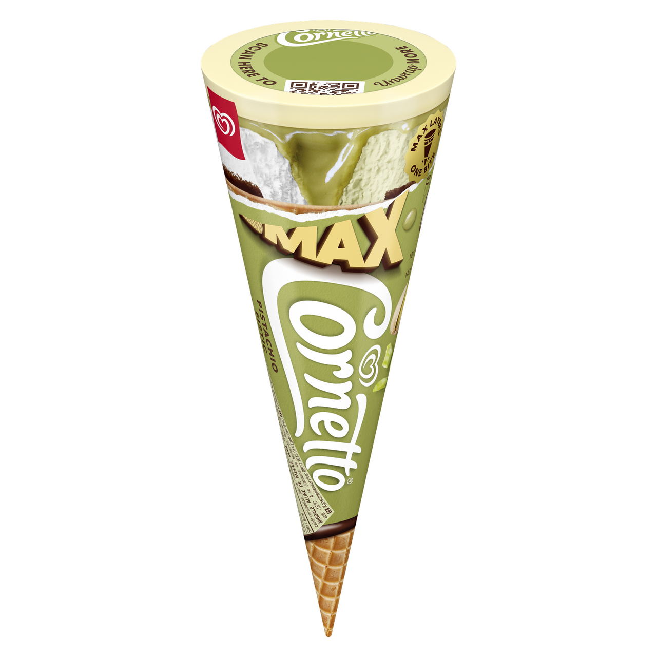 ALGIDA CORNETTO Max pistácia kornút mraz. 24 x 115 ml