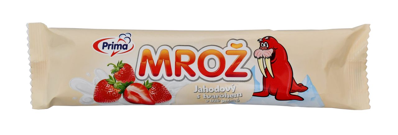 Prima Mrož jahodový v bielej poleve nanuk mraz. 48 x 45 ml