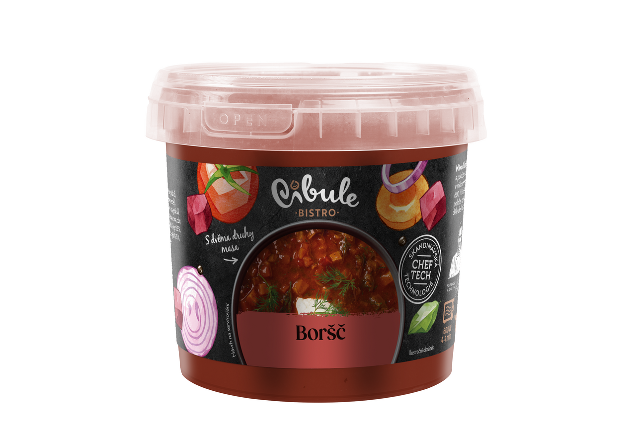 Cibule Boršč s dvomi druhmi mäsa chlad. 340 ml