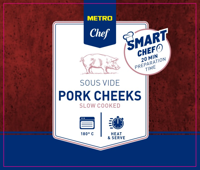 METRO Chef Bravčové líčka sous vide chlad. váž. cca 4 x 200 g