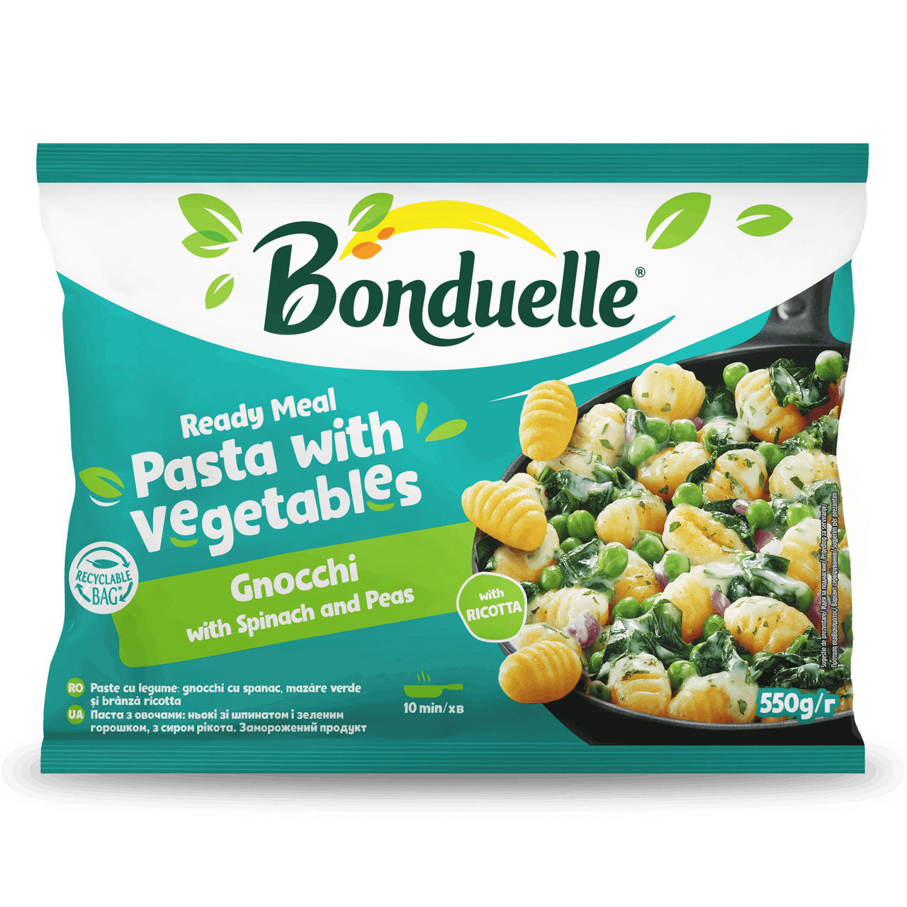 Bonduelle Gnocchi so špenátom a hráškom mraz. 550 g