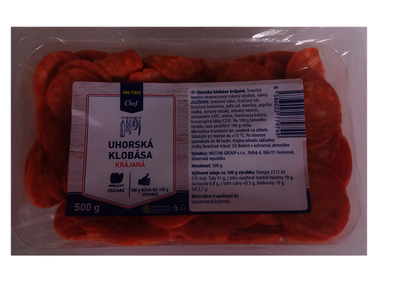 METRO Chef Uhorská klobása krájaná ochr.atmosféra chlad. 500 g