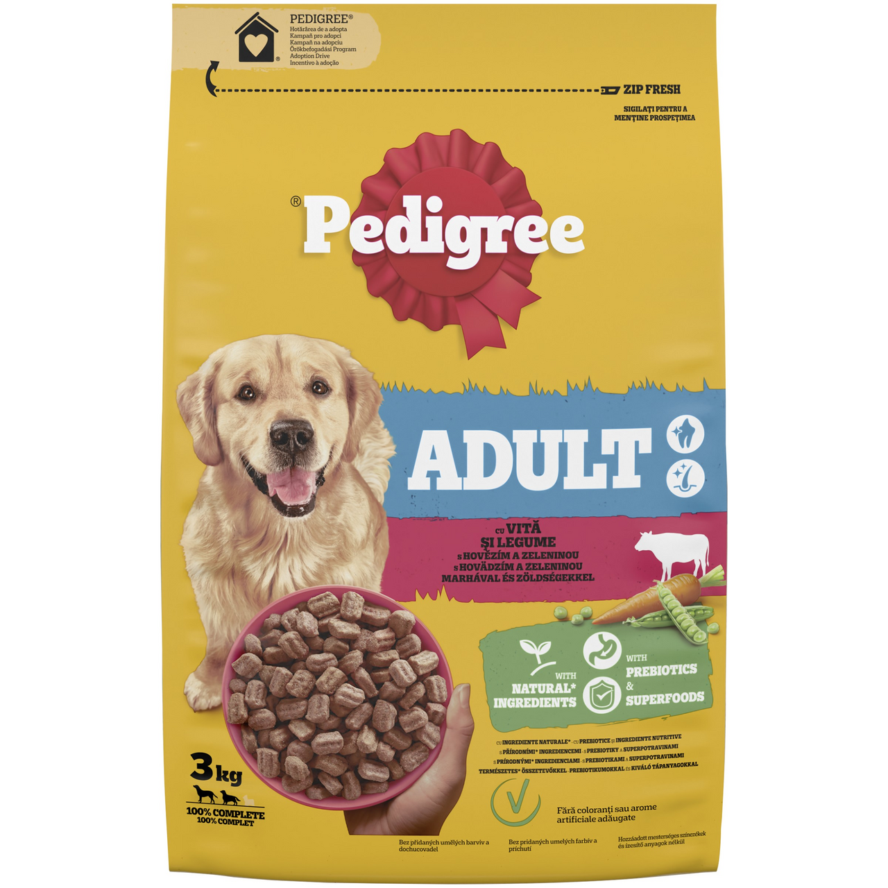 Pedigree Adult Mini granuly pre psov hovädzie a zelenina 3 kg
