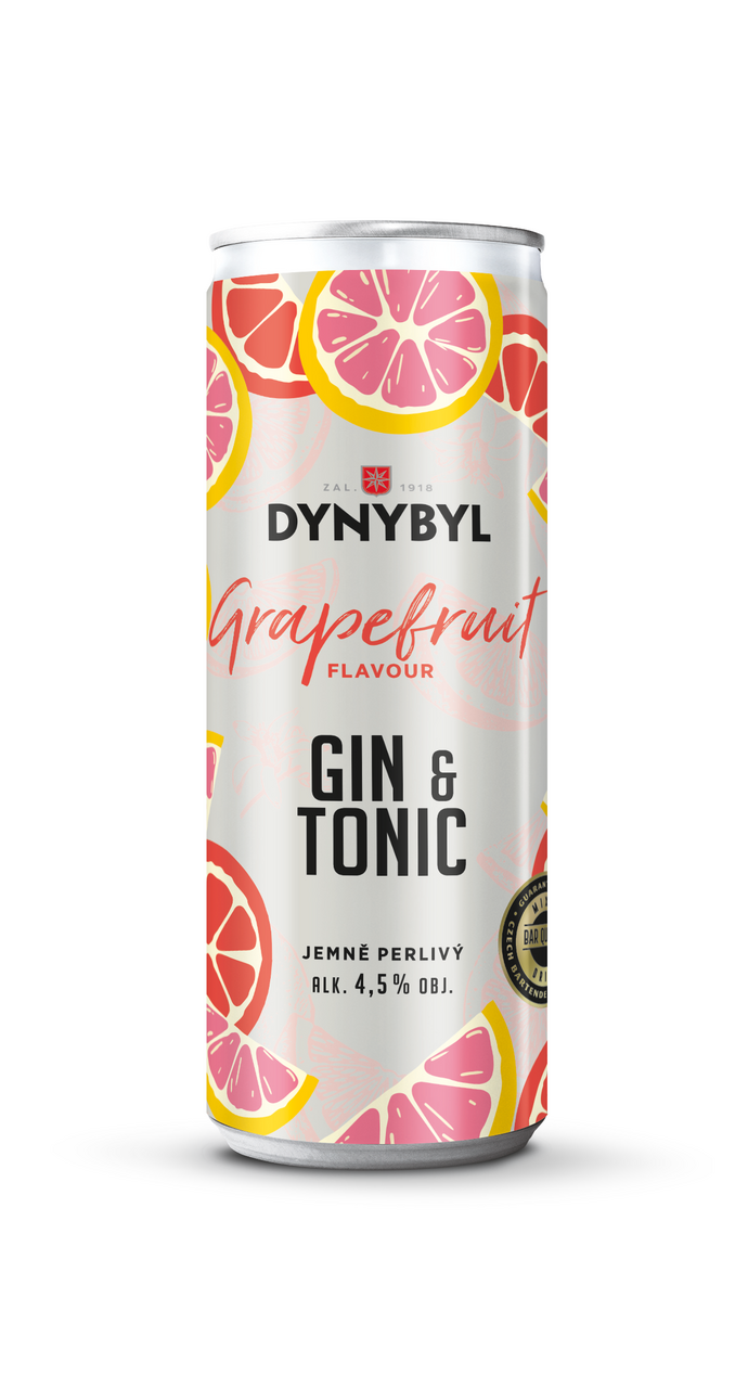 DYNYBYL Gin&Tonic grapefruit 4,5% miešaný nápoj 250 ml vratná plechovka
