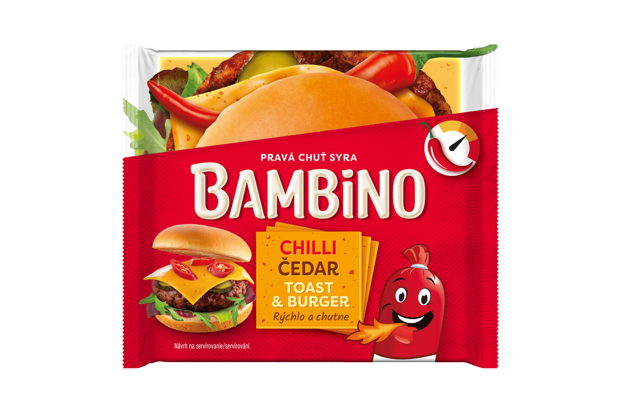 BAMBINO Tavený syr plátky chilli čedar chlad. 120 g