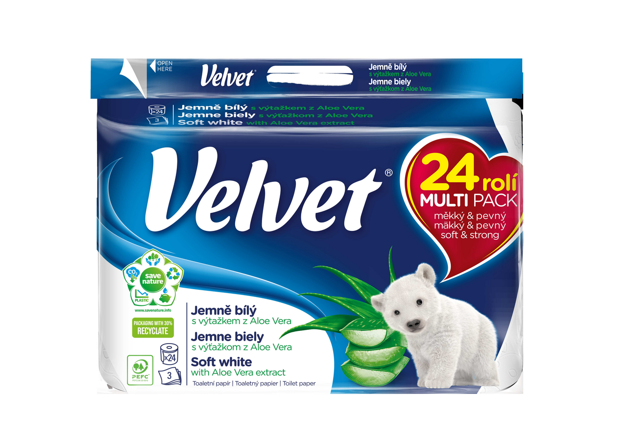 Velvet toaletný papier biely 3 vrstvový 24 ks