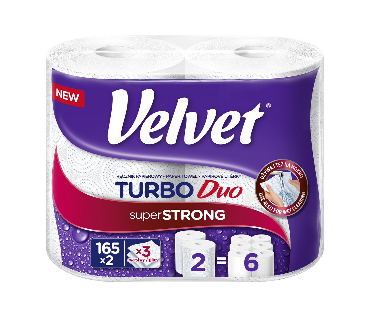 Velvet Turbo Duo kuchynské utierky 3 vrstvové 2 ks