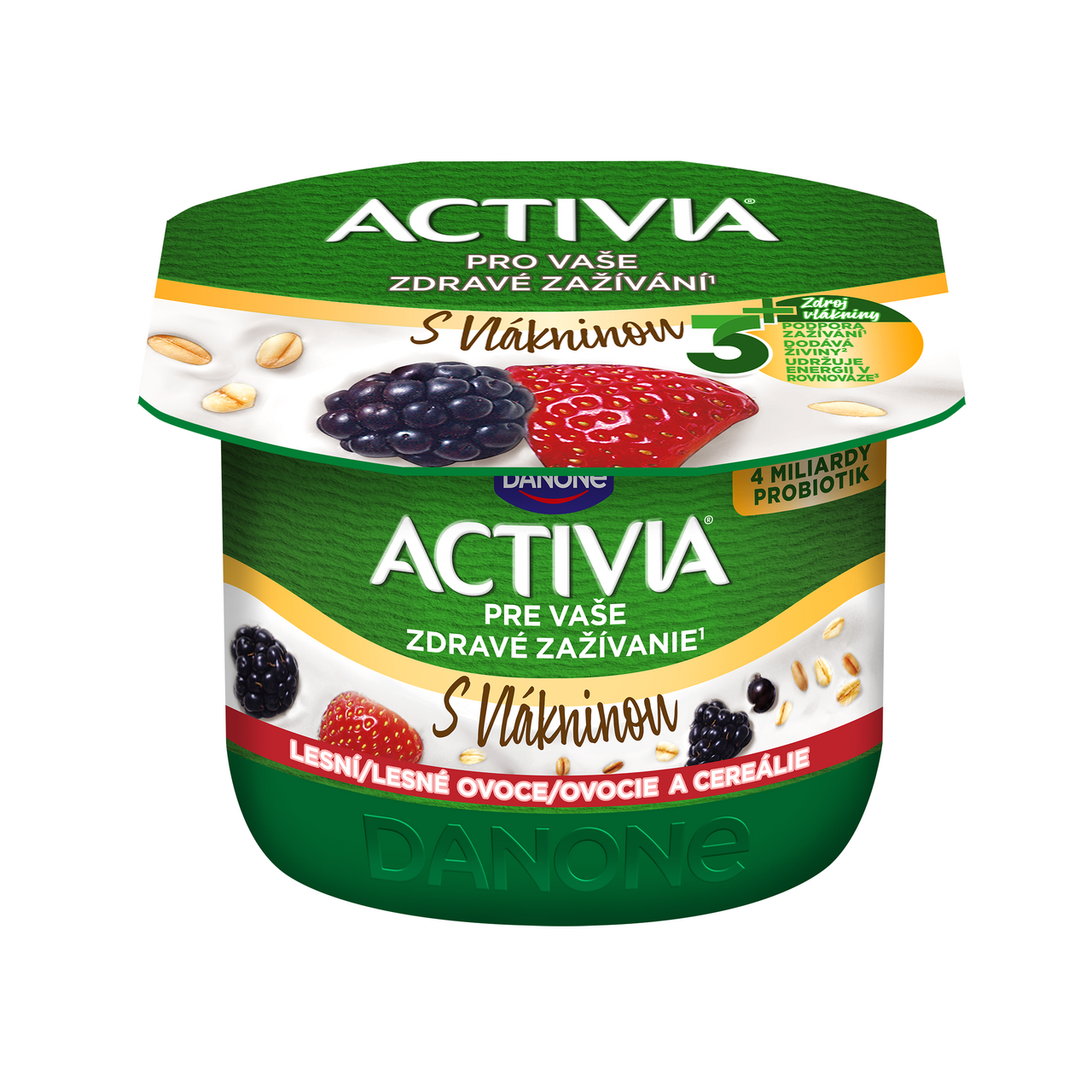 DANONE ACTIVIA Jogurt lesné ovocie a cereálie chlad. 8 x 120 g