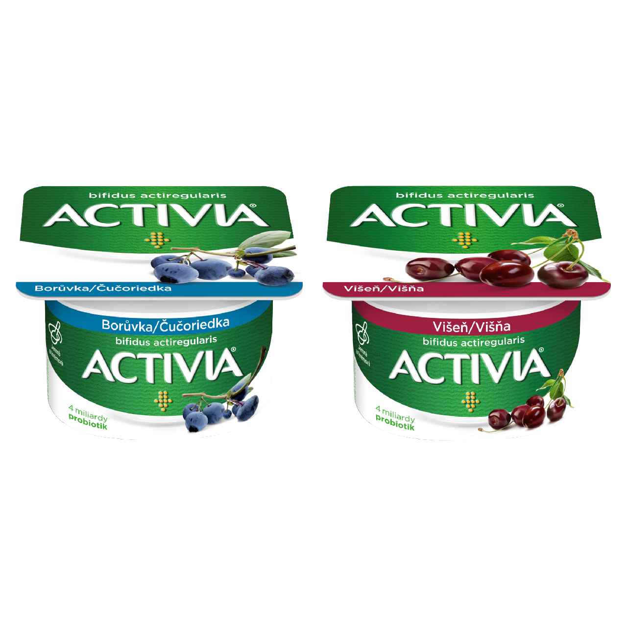 DANONE ACTIVIA Jogurt čučoriedka a višňa chlad. 8 x 120 g