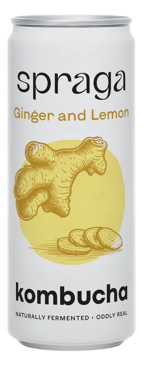 Spraga Bio kombucha fermentovaný nápoj zázvor a citrón 330 ml