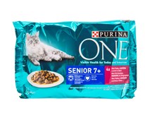 Purina One Senior 7+ mini filetky s hovädzím kapsičky 4x85 g
