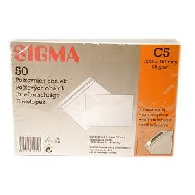 SIGMA Obálka C5 samolepiaca biela 50 ks