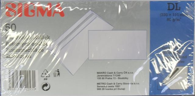 SIGMA Obálka DL samolepiaca biela 50 ks