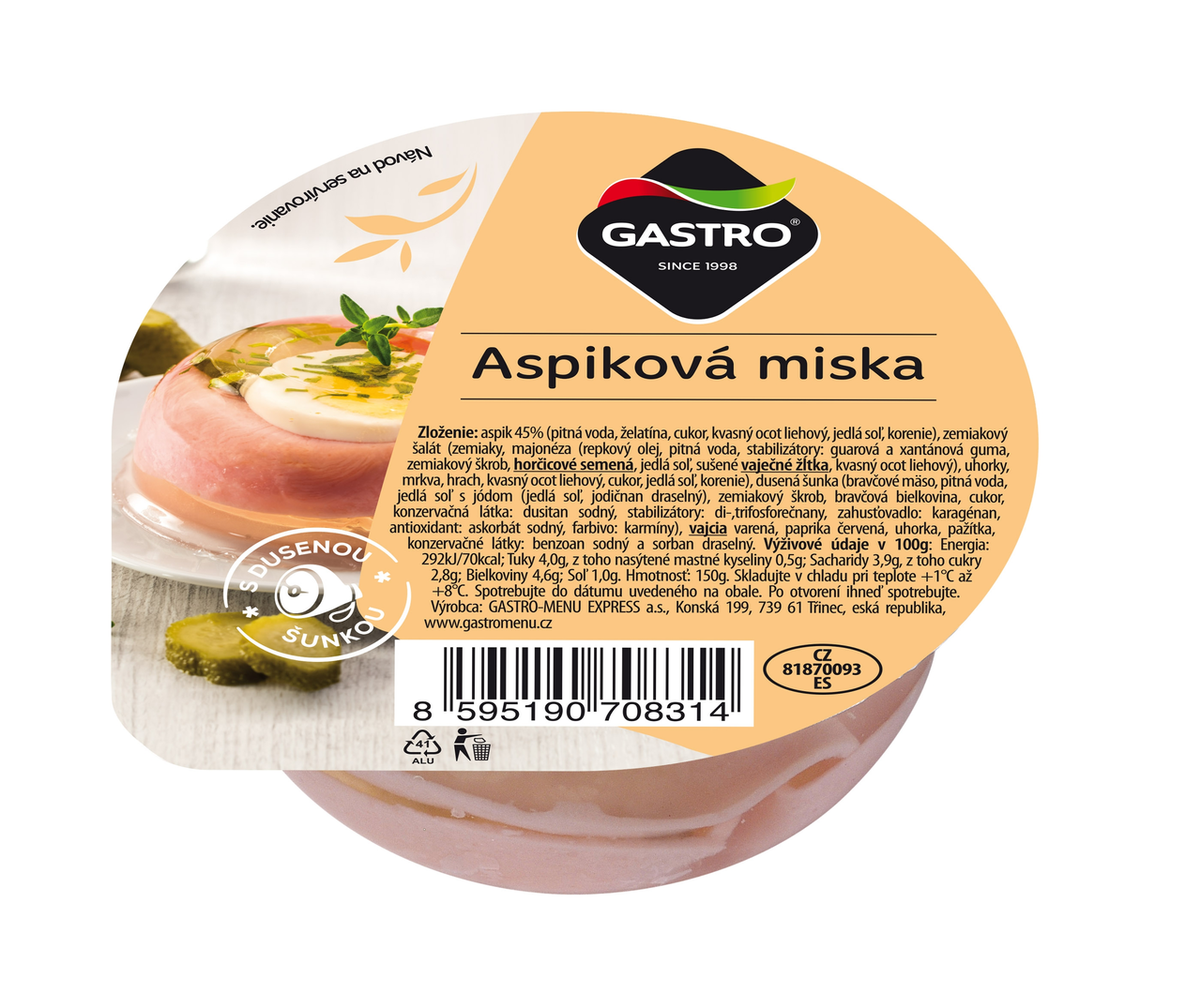 GASTRO Aspiková miska chlad. 3 x 150 g