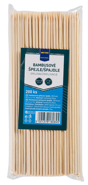 METRO PROFESSIONAL Špajle bambusové 20 cm 200 ks