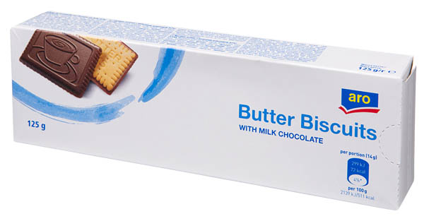 aro Maslové sušienky s mliečnou čokoládou 125 g