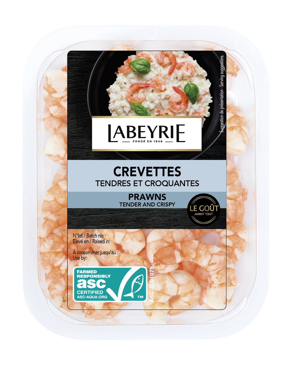LABEYRIE Krevety natural varené / lúpané ASC chlad. 100 g