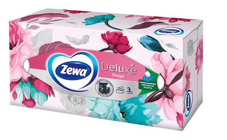 Zewa Deluxe Design vreckovky box 3-vrstvové 3 x 90 ks 