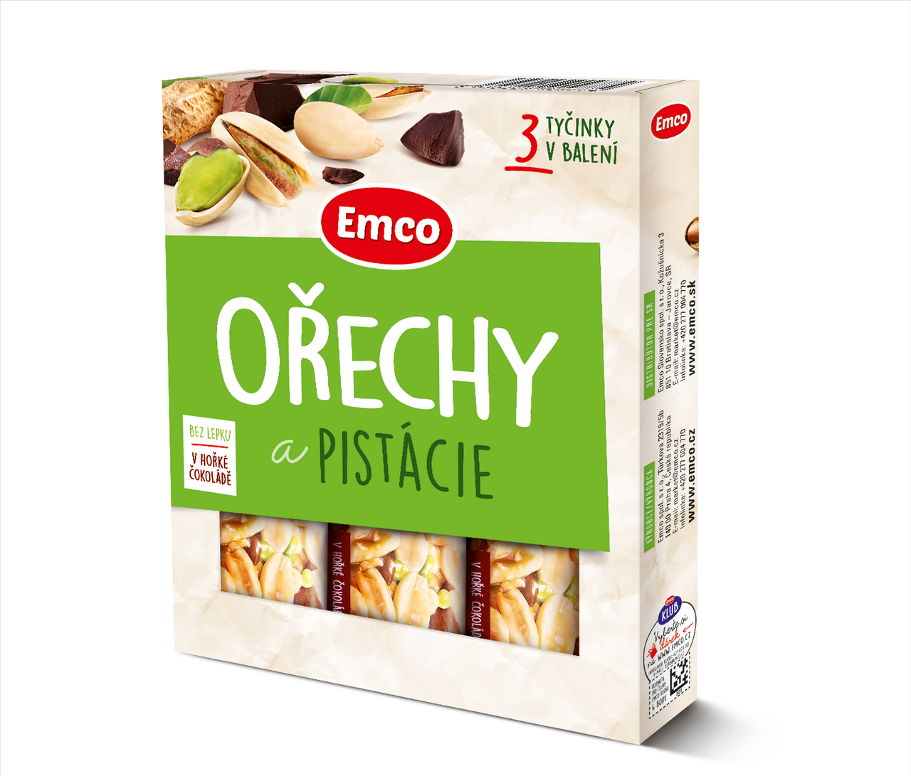 Emco Orechy a pistácie tyčinka 3 x 35 g