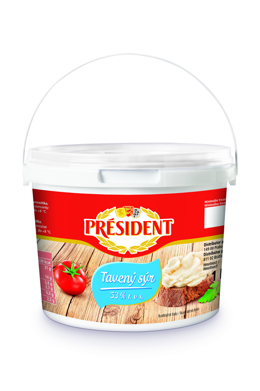 PRÉSIDENT Tavený syr 53 % chlad. 1 kg vedro