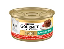 Gourmet Gold savoury cake s hevädzím a rajčinami pre mačky 1x85 g