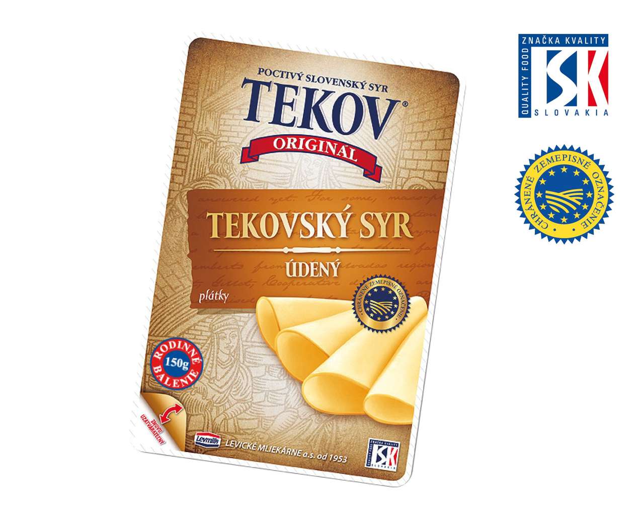 Levmilk Tekovský syr plátky údený chlad. 150 g