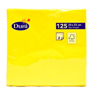 Duni servítky papierové žlté 2-vrstvové 33cm 125 ks