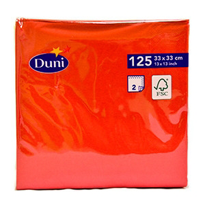 Duni servítky papierové červené 2-vrstvové 33cm 125 ks