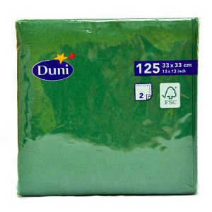 Duni servítky papierové zelené 2-vrstvové 33cm 125 ks