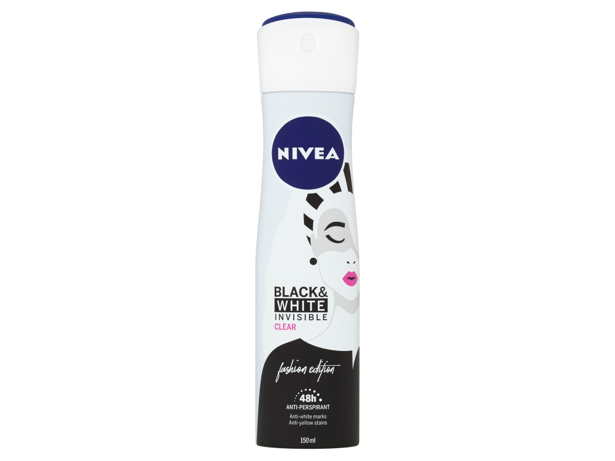 NIVEA Black&White Invisible Clear antiperspirant sprej dámsky 150 ml