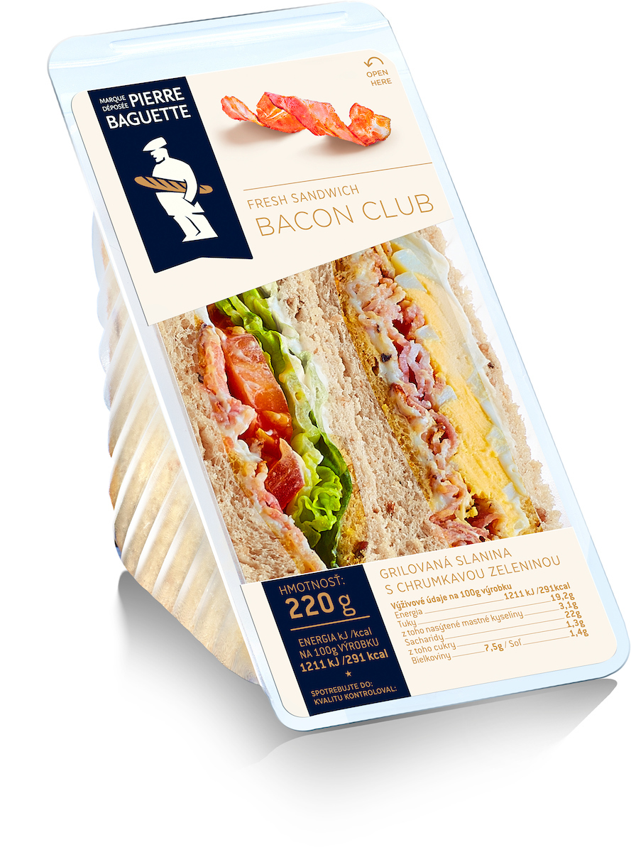 Pierre Baguette Sendvič Bacon Club chlad. 200 g