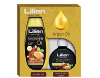 Lilien Arganový olej darčeková sada (sprchovací olej 400ml+krém na ruky 300ml)