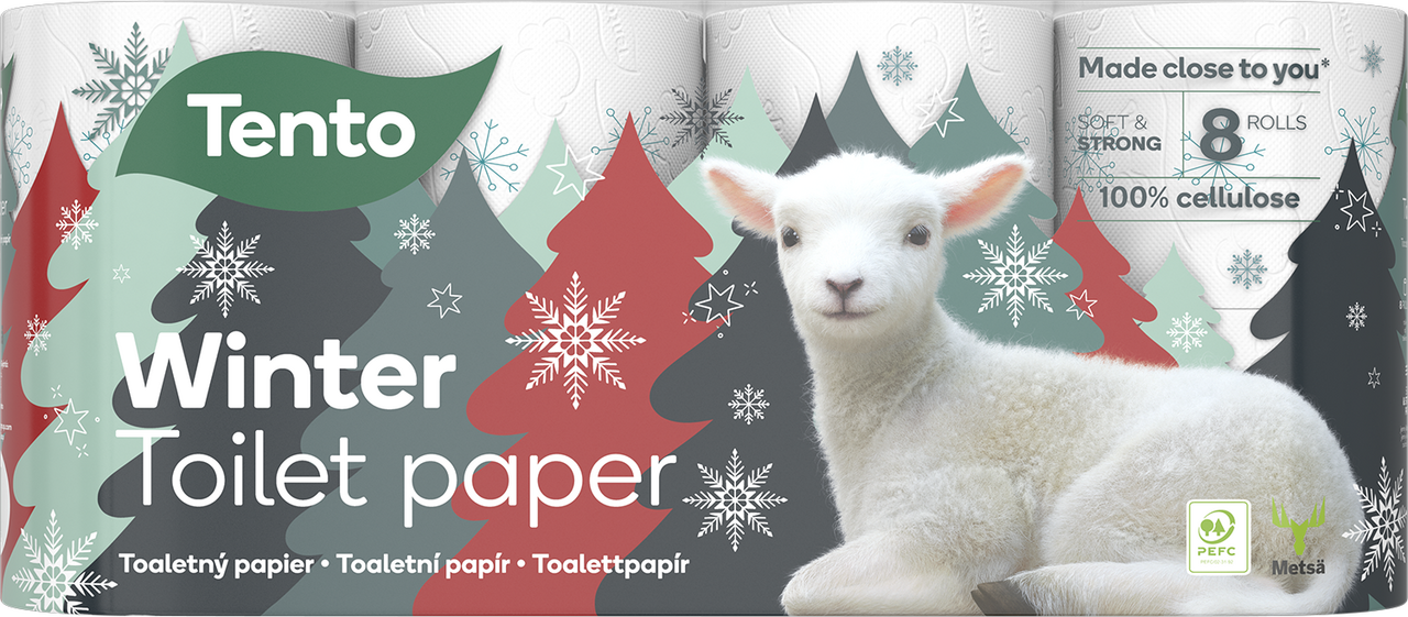 TENTO Winter decor toaletný papier 3-vrstvový 8 ks