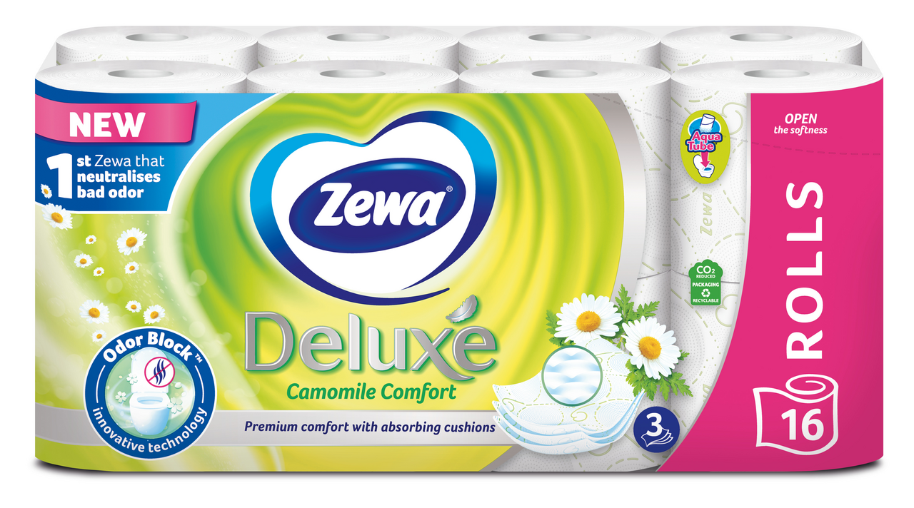 Zewa Deluxe toaletný papier camomile 3-vrstvový 20,7m 150útr. 16 ks