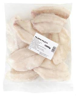 Tilapia filety 80 - 130 g glazúrované 25% mraz. 1 kg