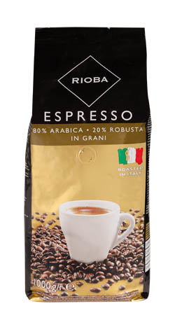RIOBA Gold 80% Arabica káva zrnková 1 kg