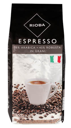 RIOBA Silver 55% Arabica káva zrnková 1 kg