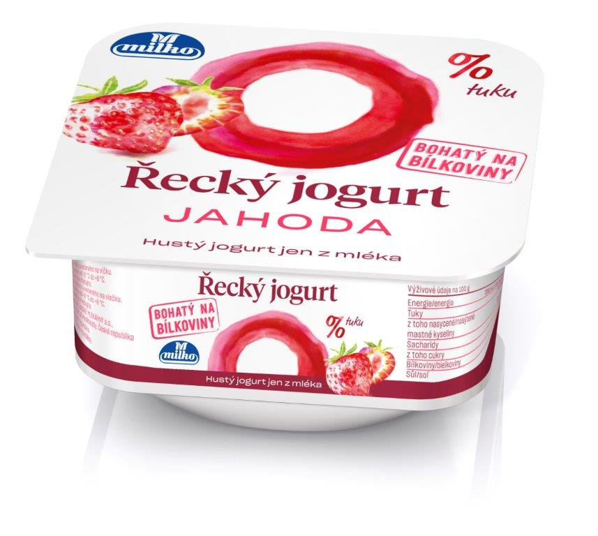 milko Grécky jogurt 0 % tuku jahoda chlad. 3 x 140 g