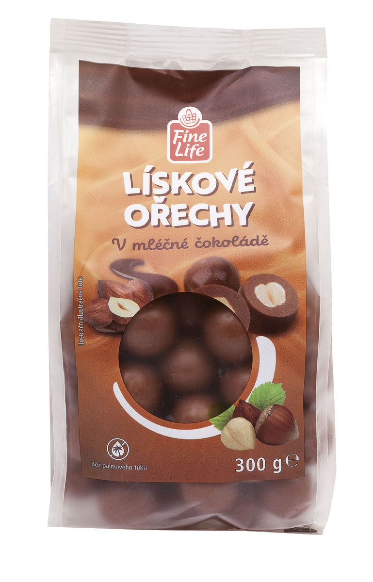 Fine Life Lieskové orechy v mliečnej čokoláde 300 g