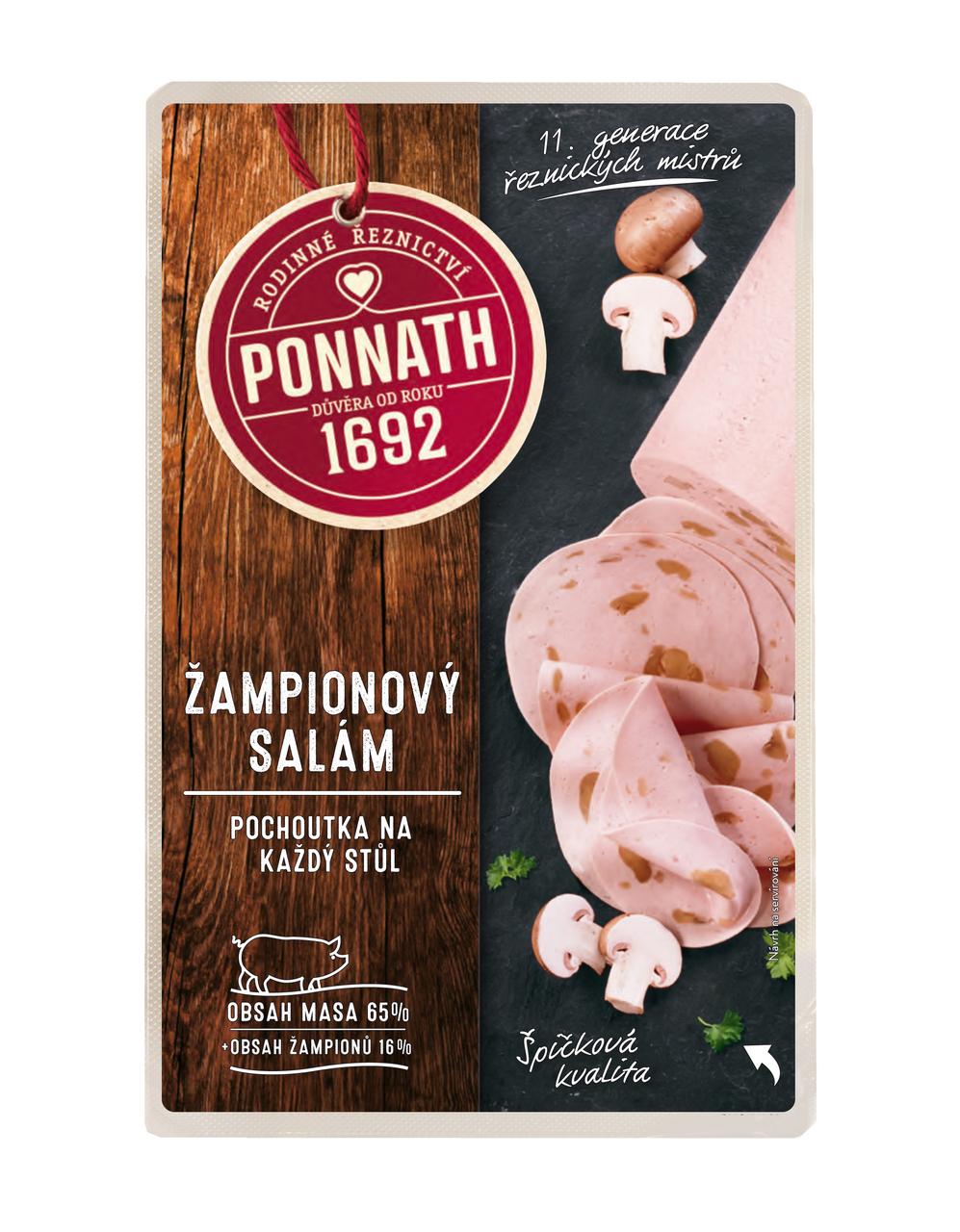 PONNATH Šampiňónový salám krájaný chlad. 100 g